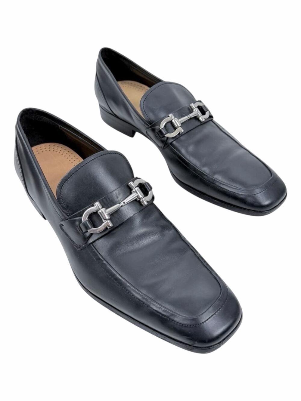 Salvatore Ferragamo Gancini Buckle Leather Loafer Black Size 9D